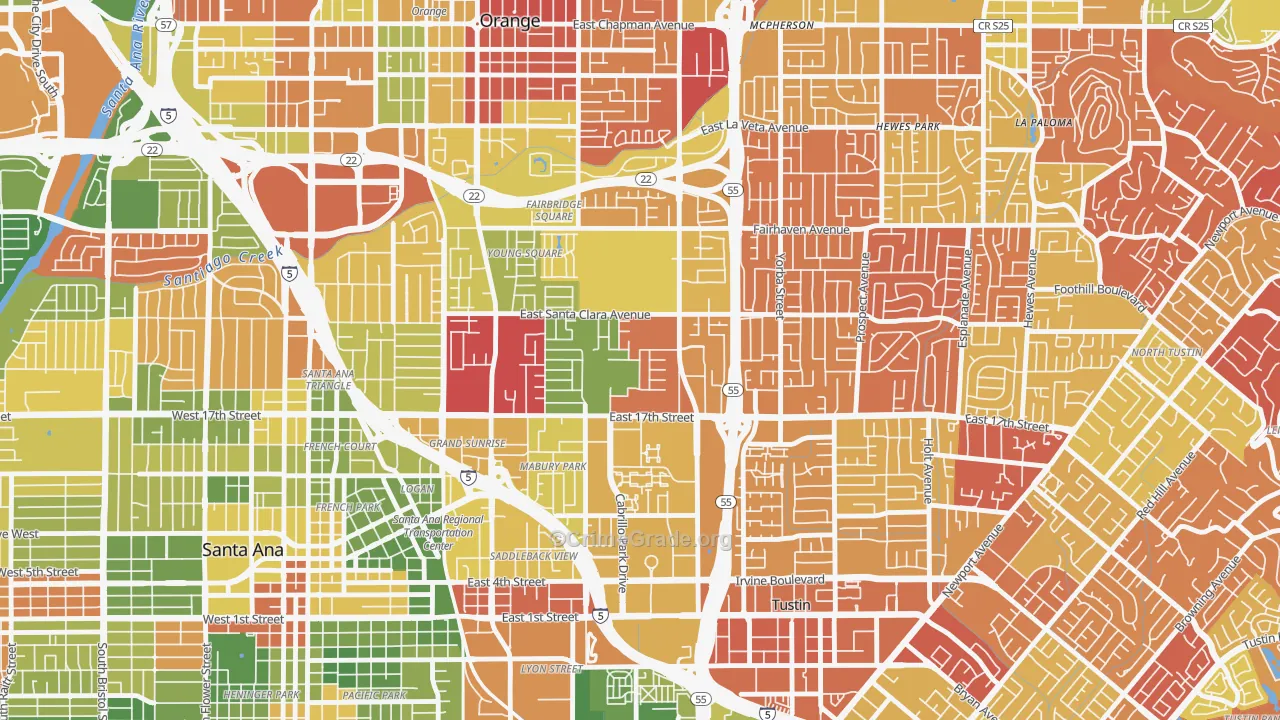 Meredith Parkwood, Santa Ana, CA Map of Arson Rates