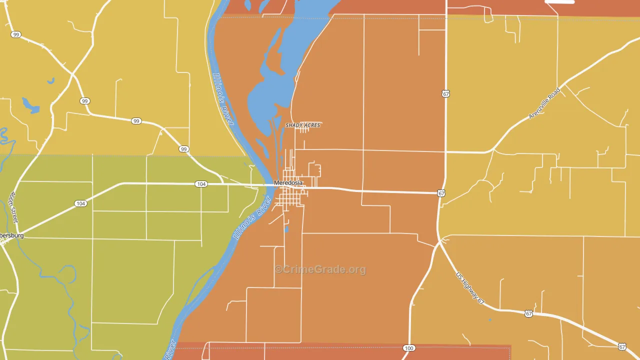 Meredosia, IL Map of Arson Rates