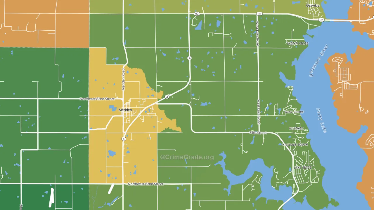 Meriden, KS Map of Arson Rates