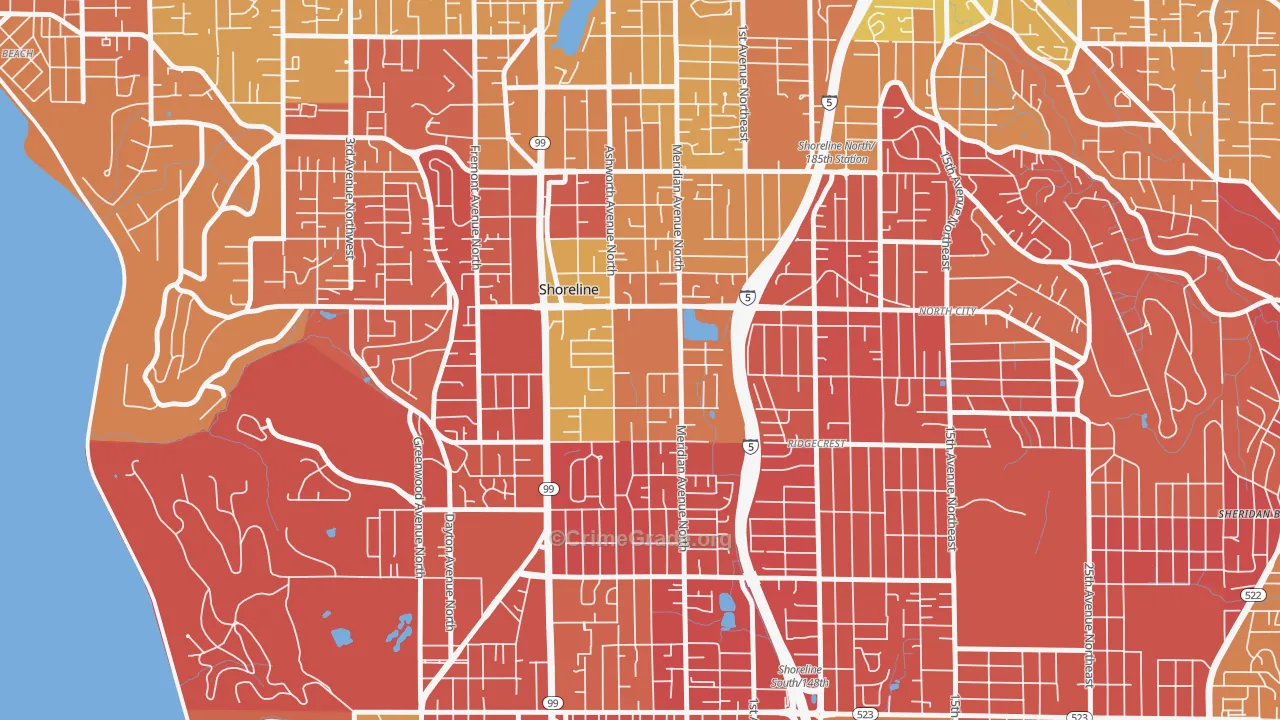 Meridian Park, Shoreline, WA Map of Arson Rates