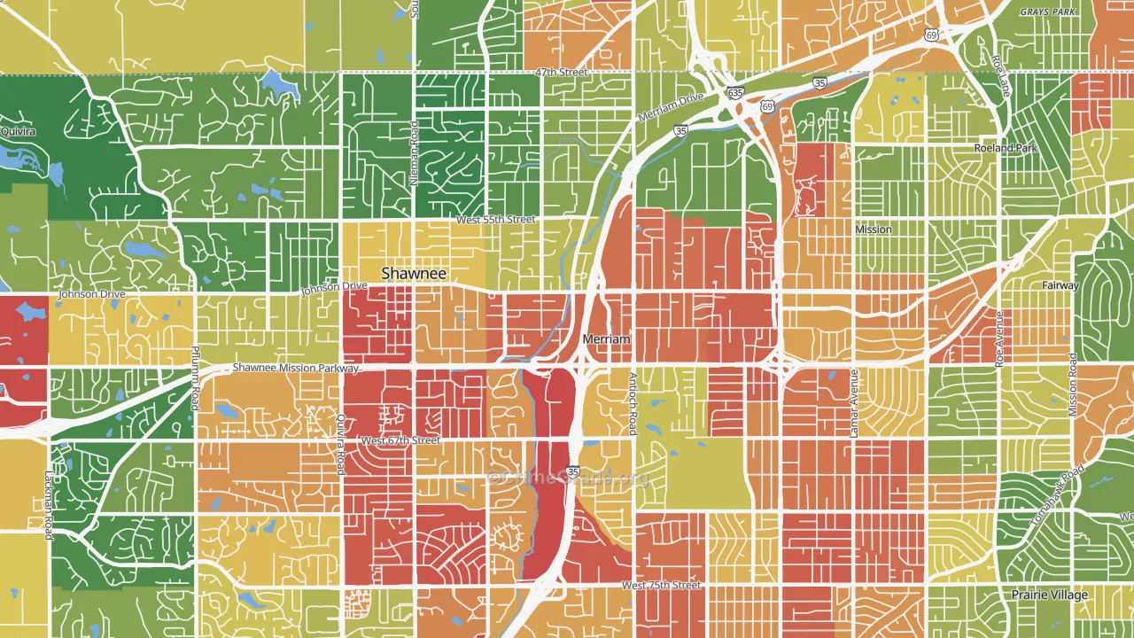 Merriam, KS Map of Arson Rates