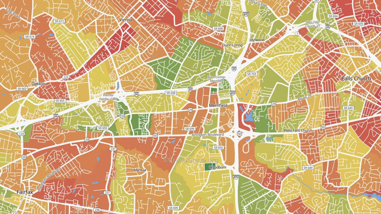 Merrifield, Fairfax, VA Map of Arson Rates