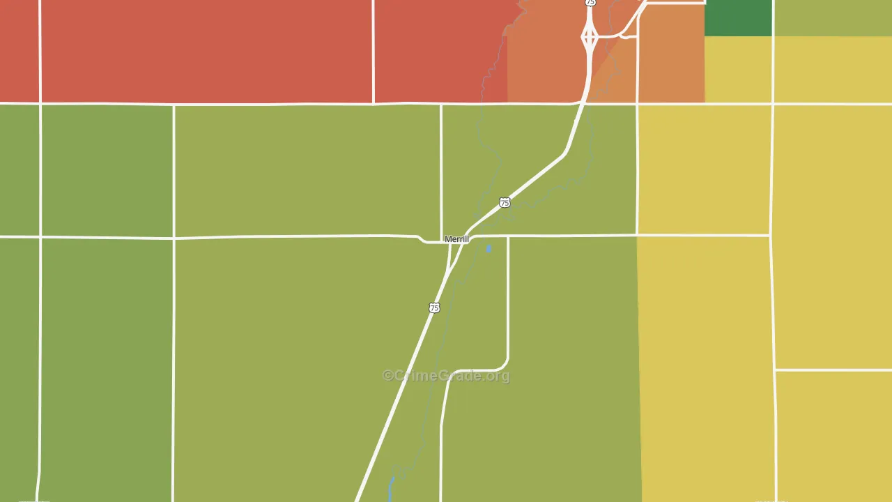 Merrill, IA Map of Arson Rates