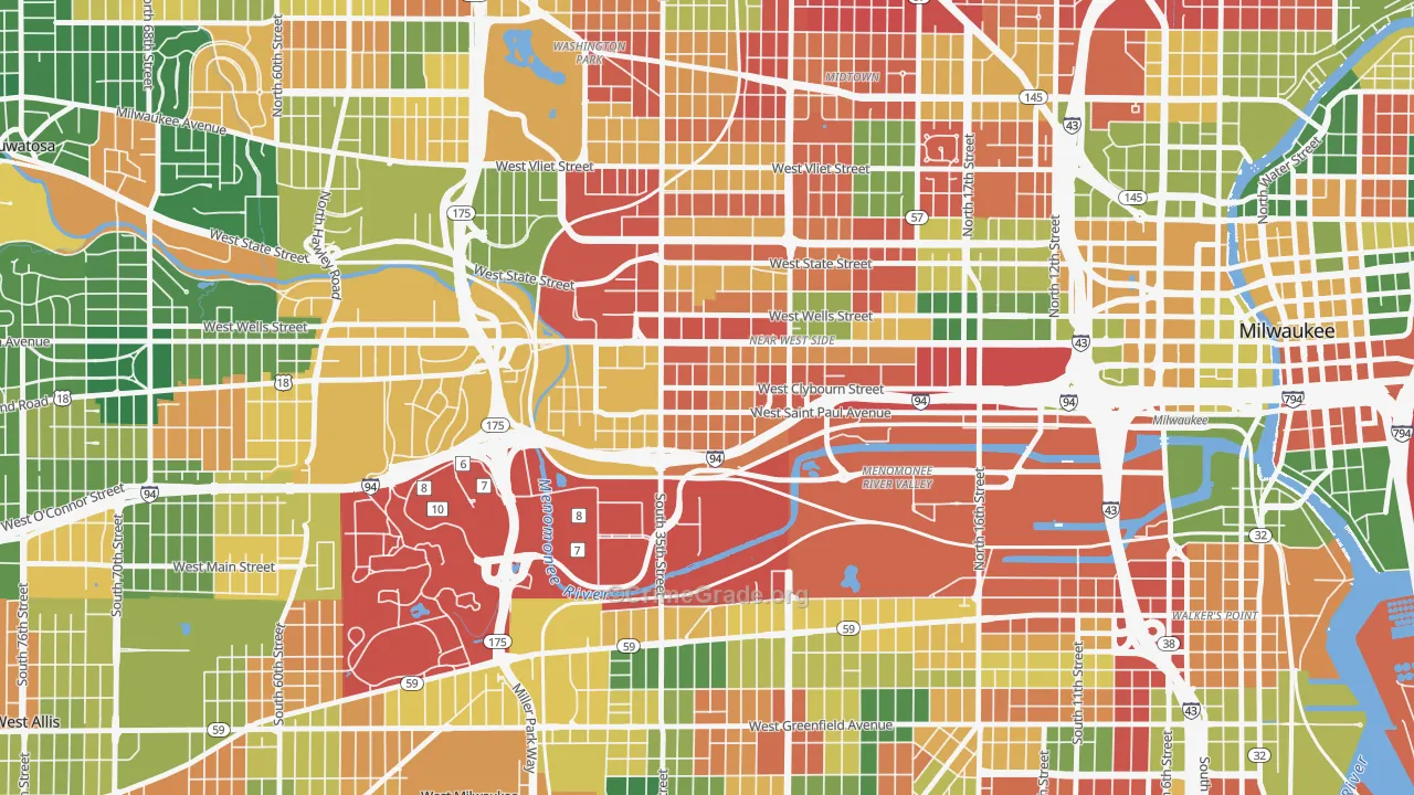Merrill Park, Milwaukee, WI Map of Arson Rates