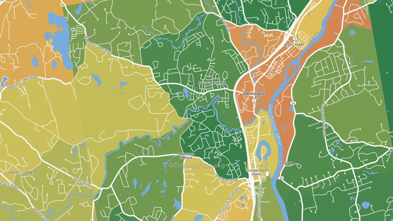 Merrimack, NH Map of Arson Rates