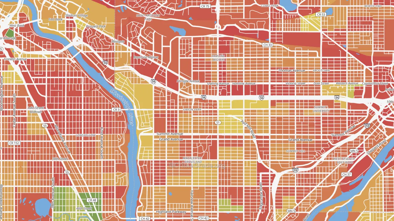 Merrlam Park, St. Paul, MN Map of Arson Rates