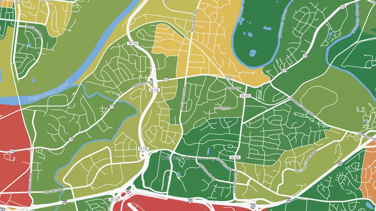 Merry Oaks, Nashville, TN Map of Arson Rates