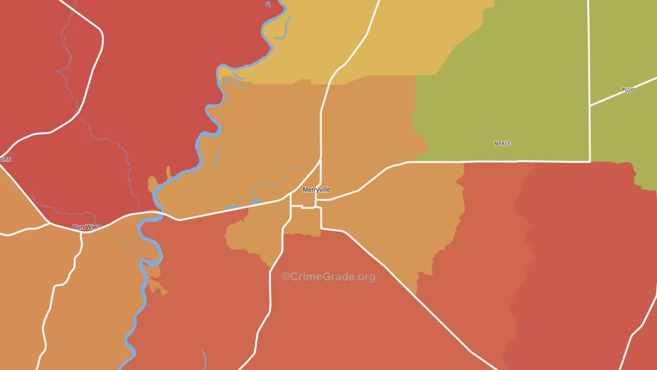 Merryville, LA Map of Arson Rates
