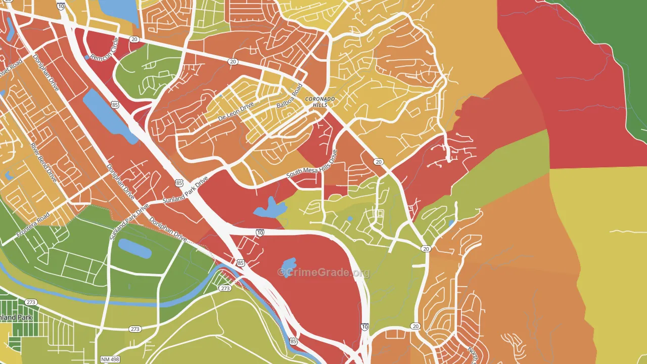 Mesa Hills, El Paso, TX Map of Arson Rates