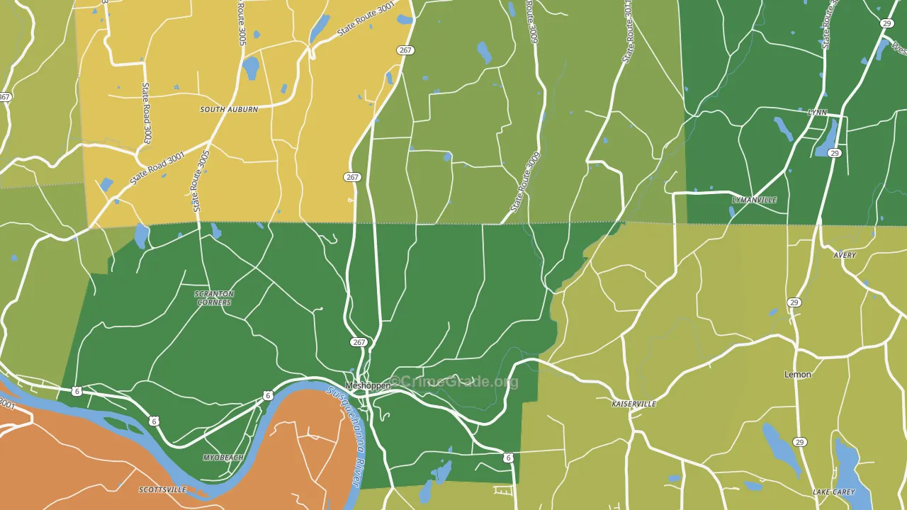 Meshoppen, PA Map of Arson Rates