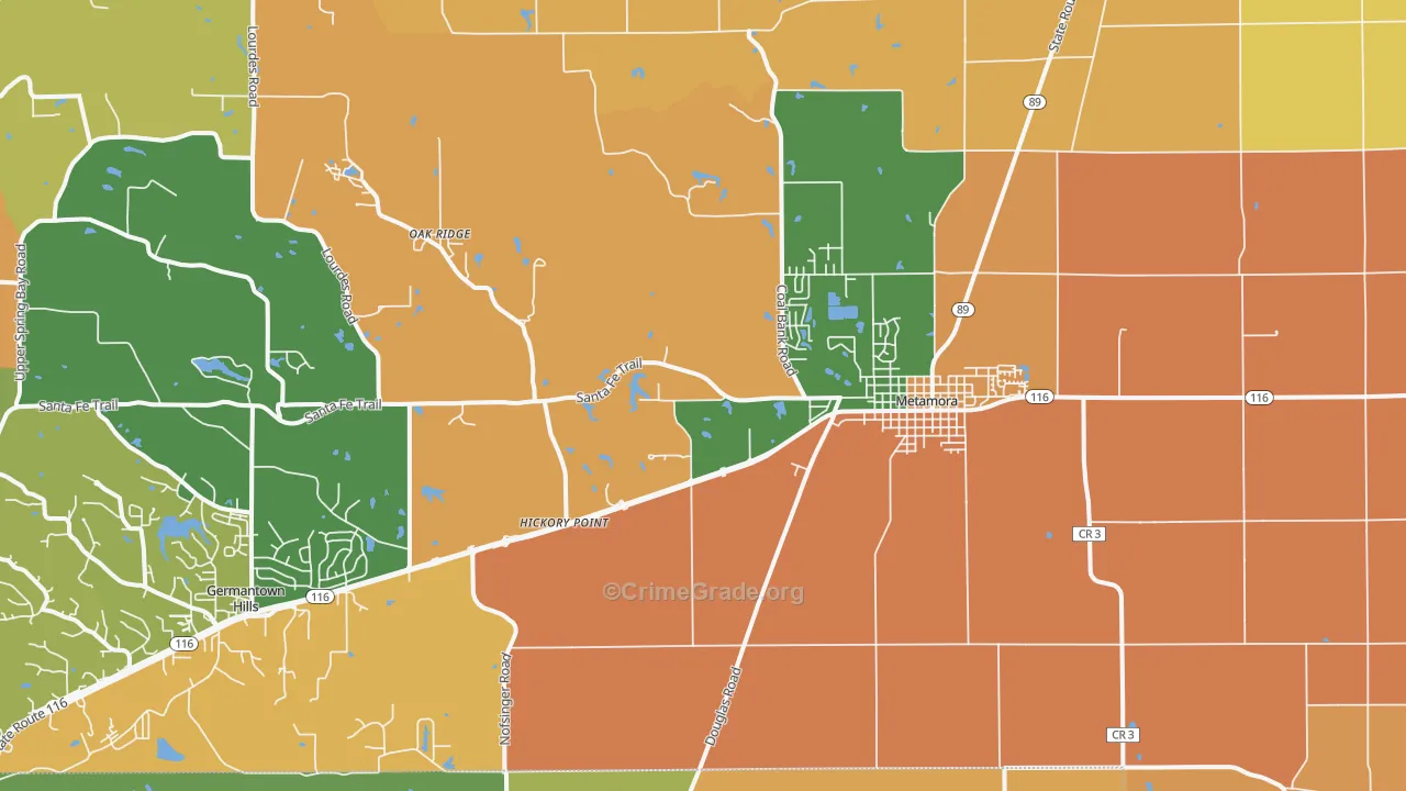 Metamora, IL Map of Arson Rates