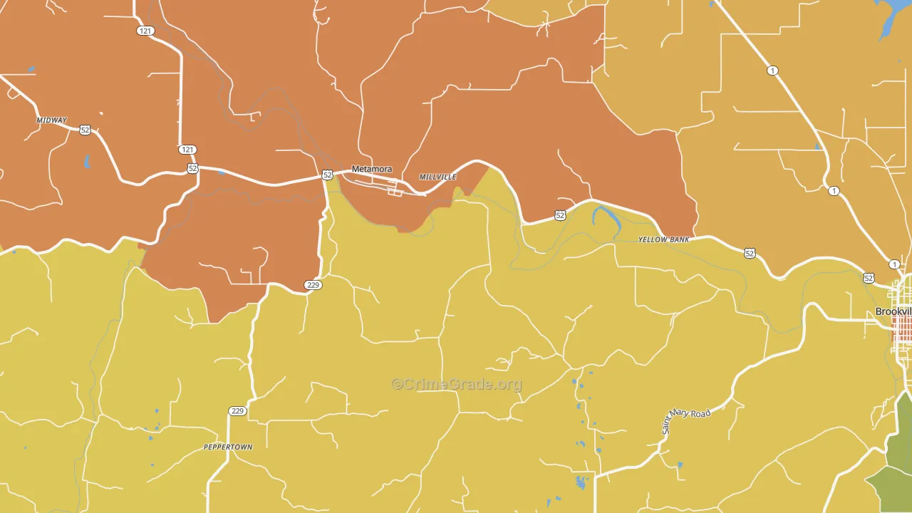 Metamora, IN Map of Arson Rates