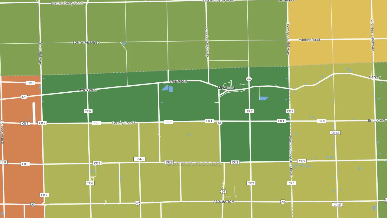 Metamora, OH Map of Arson Rates