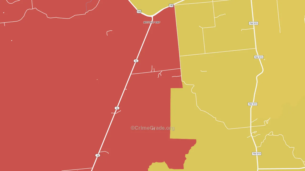 Metcalf Gap, TX Map of Arson Rates