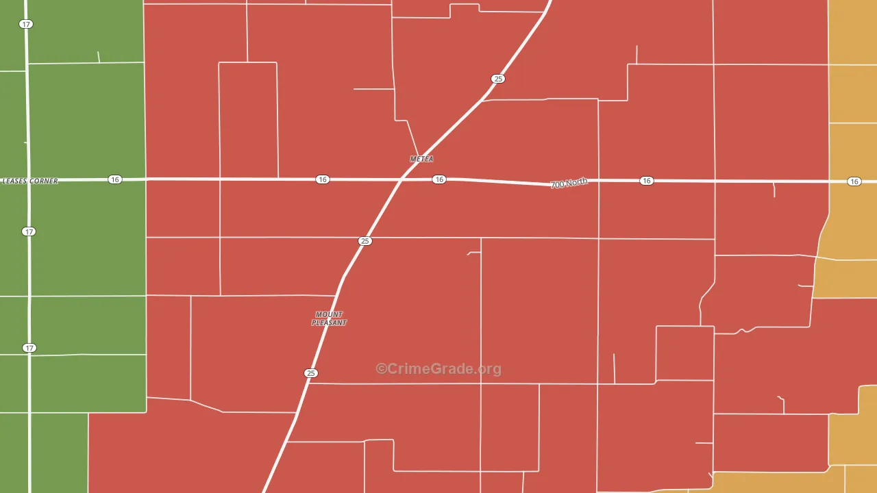 Metea, IN Map of Arson Rates