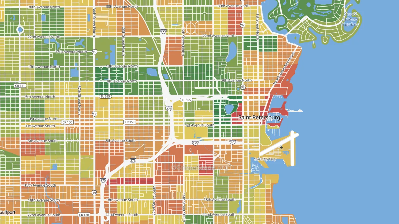 Methodist Town, St. Petersburg, FL Map of Arson Rates