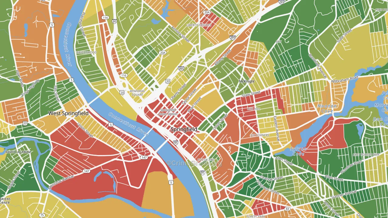 Metro Center, Springfield, MA Map of Arson Rates