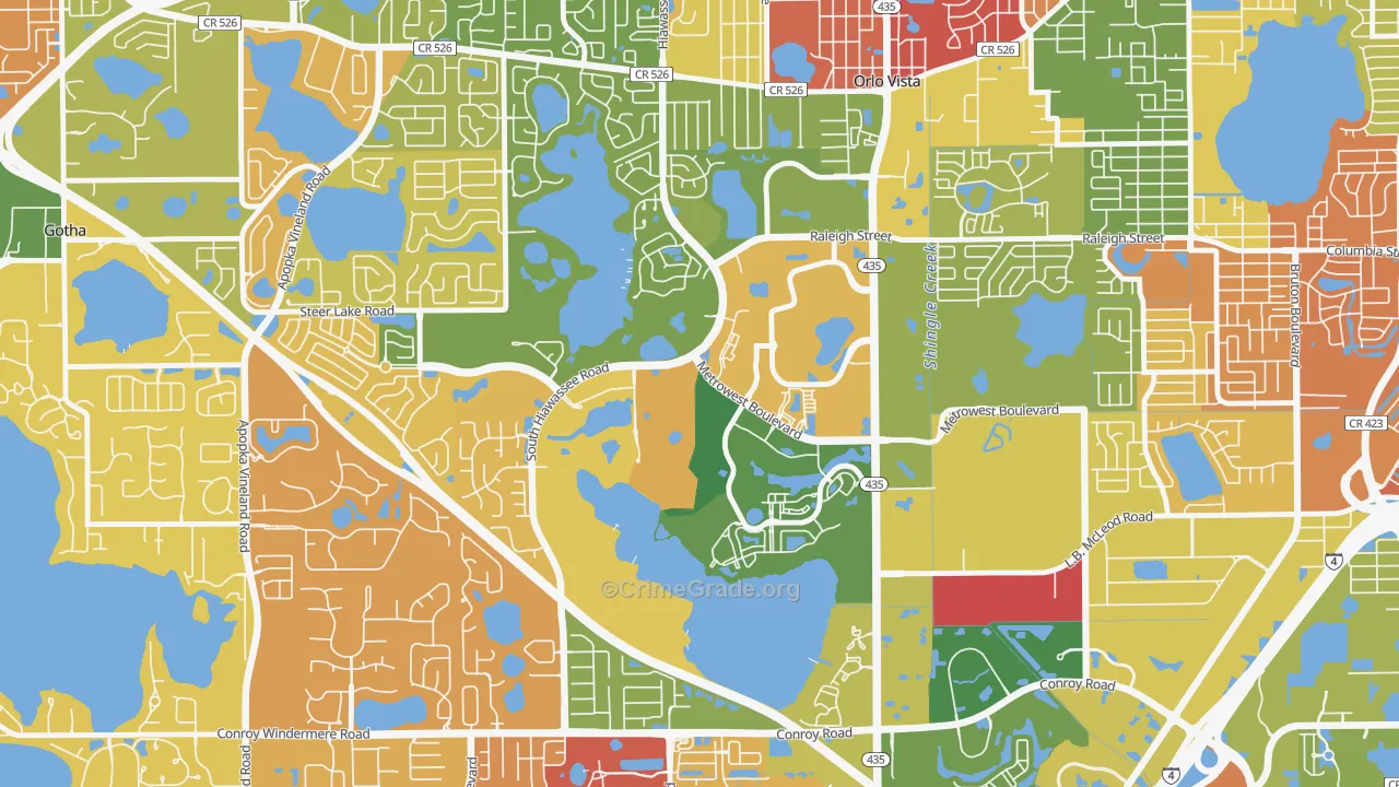 Metro West, Orlando, FL Map of Arson Rates