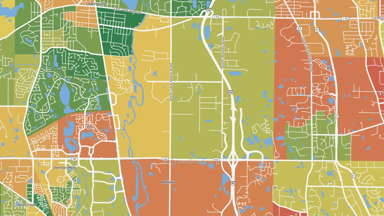 Mettawa, IL Map of Arson Rates