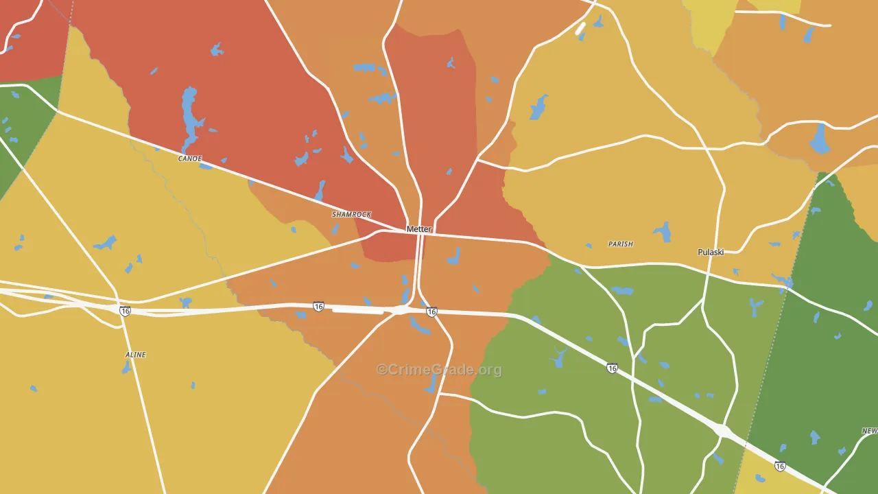 Metter, GA Map of Arson Rates