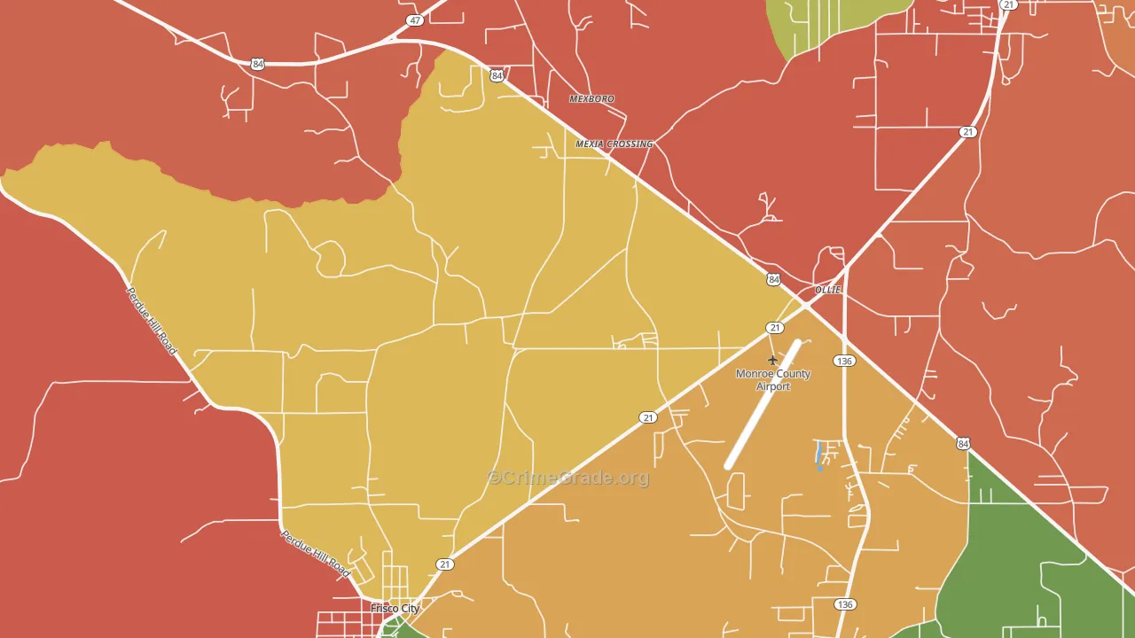Mexia Crossing, AL Map of Arson Rates