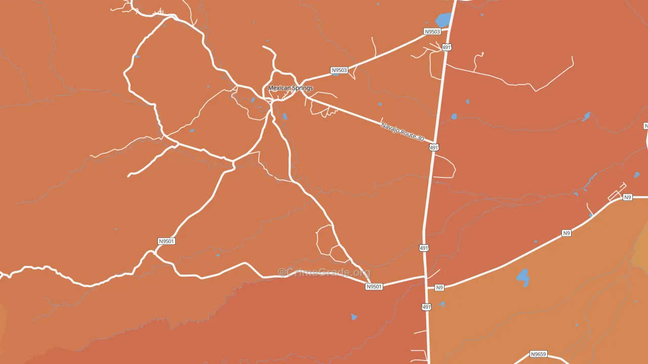 Mexican Springs, NM Map of Arson Rates
