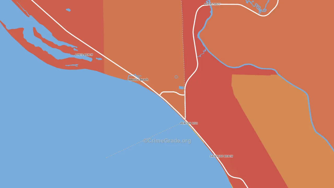 Mexico Beach, FL Map of Arson Rates