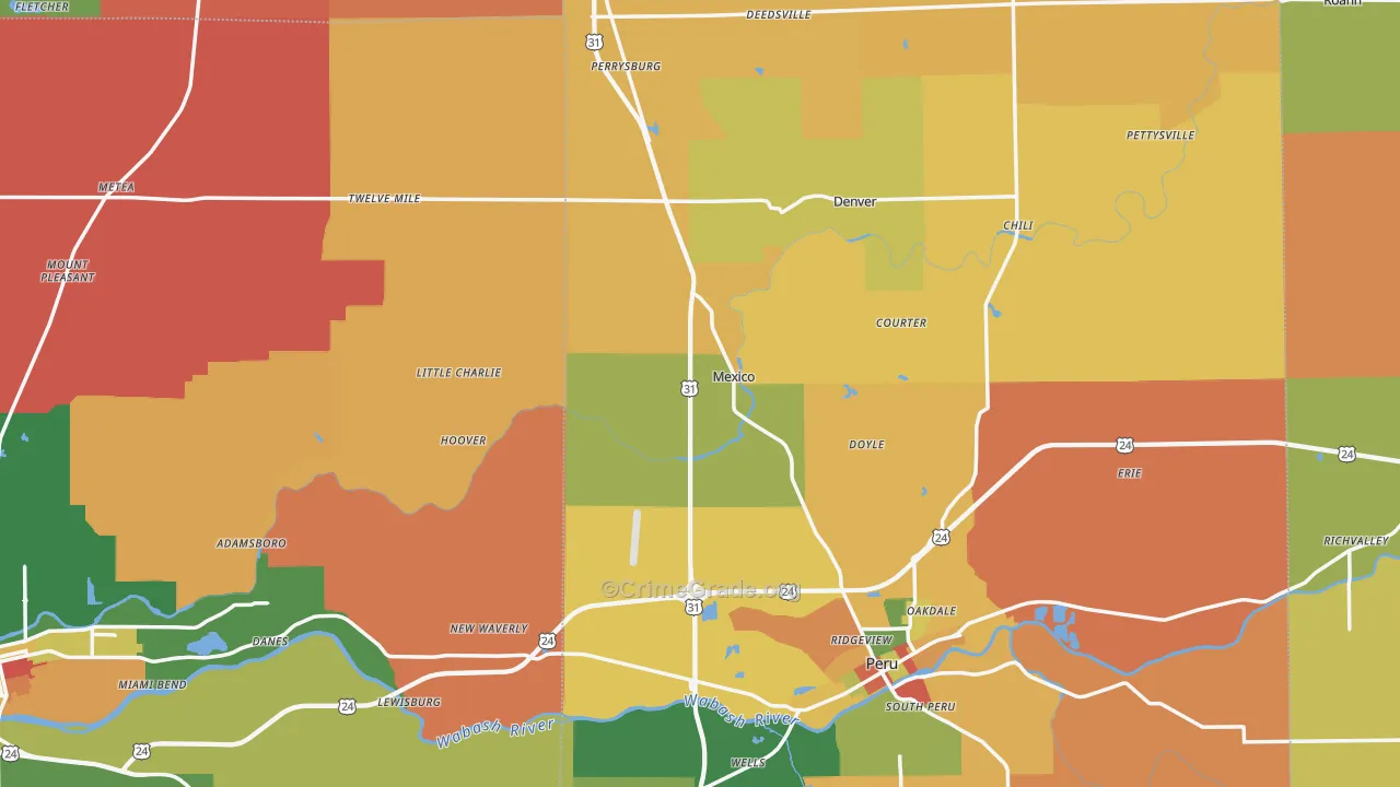 Mexico, IN Map of Arson Rates
