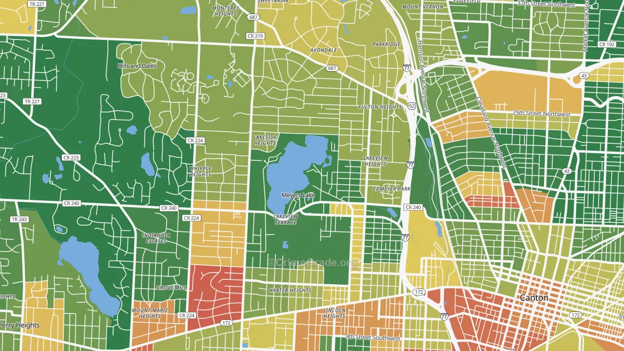 Meyers Lake, OH Map of Arson Rates