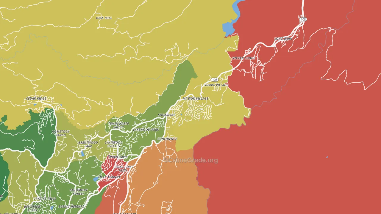 Mi-Wuk Village, CA Map of Arson Rates