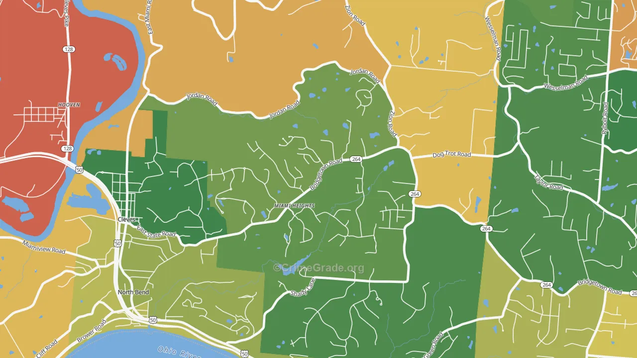 Miami Heights, OH Map of Arson Rates