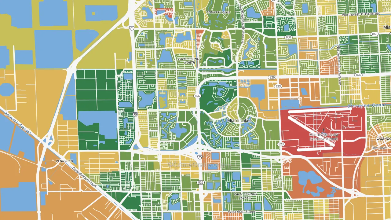 Miami Lakes, FL Map of Arson Rates