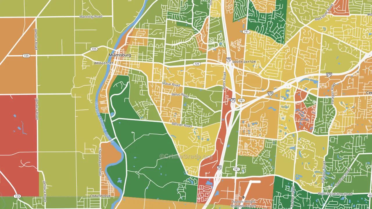 Miamisburg, OH Map of Arson Rates