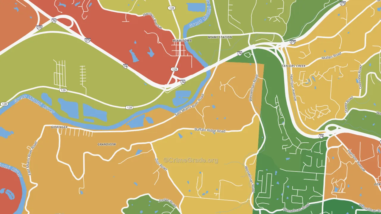 Miamitown, OH Map of Arson Rates