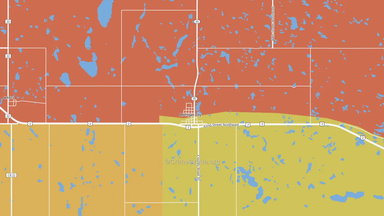 Michigan City, ND Map of Arson Rates