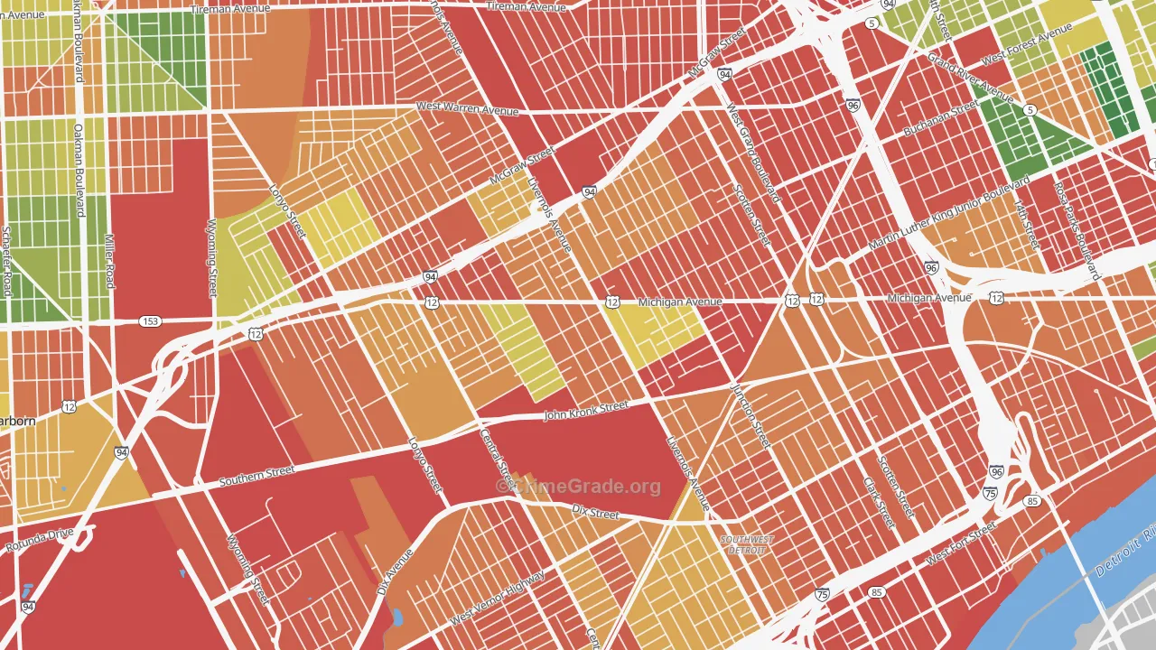 Michigan-Martin, Detroit, MI Map of Arson Rates