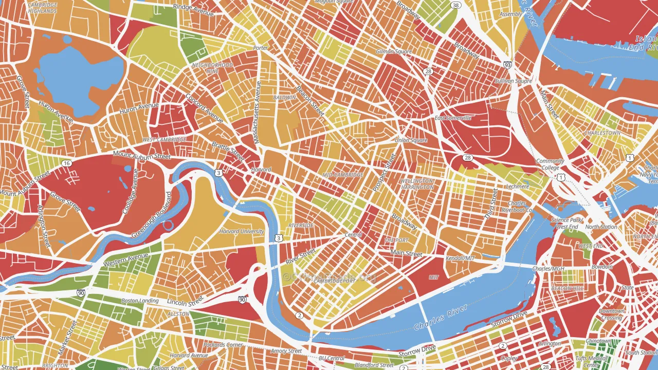 Mid-Cambridge, Cambridge, MA Map of Arson Rates