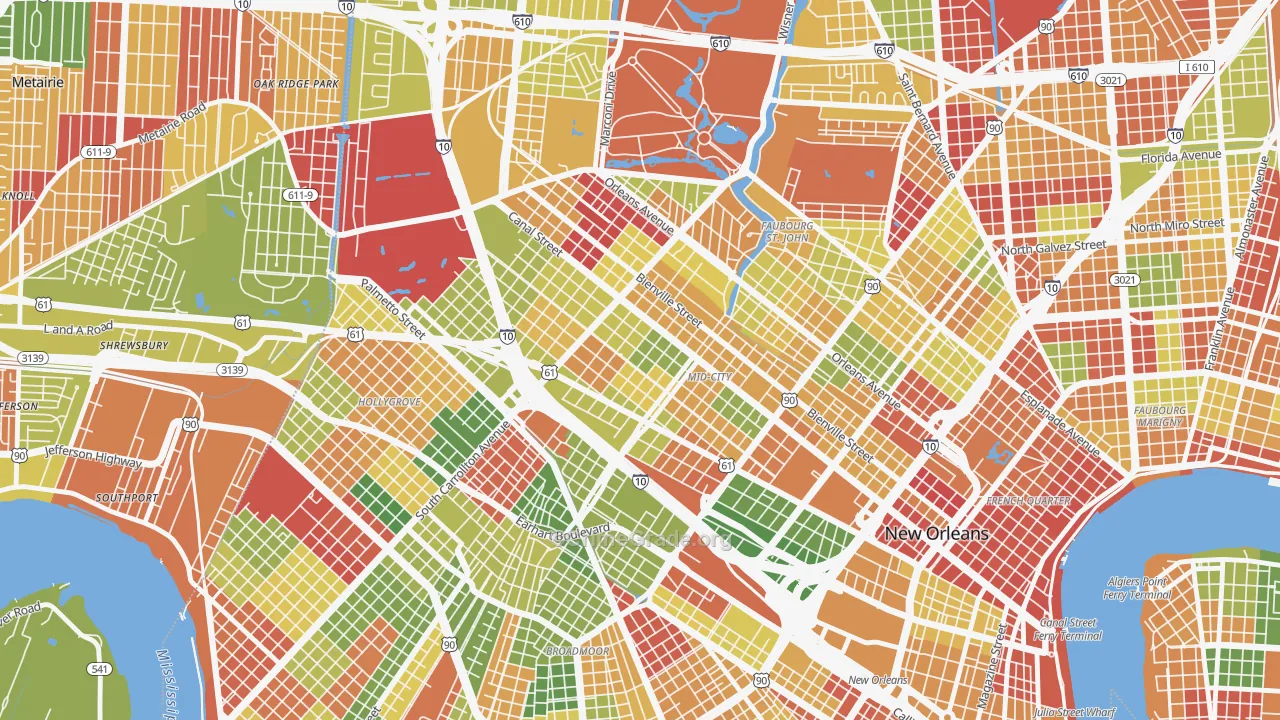 Mid-City, New Orleans, LA Map of Arson Rates