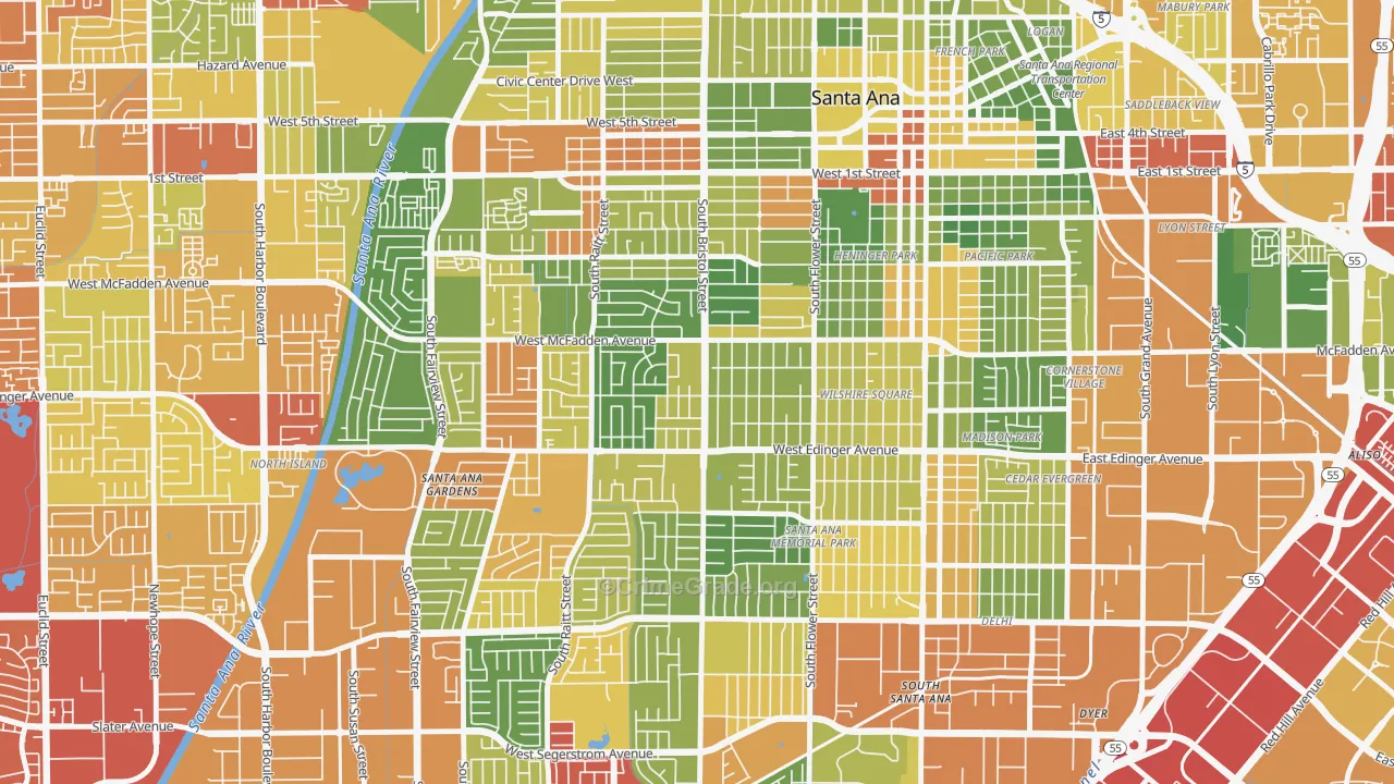 Mid City-Santa Ana, Santa Ana, CA Map of Arson Rates