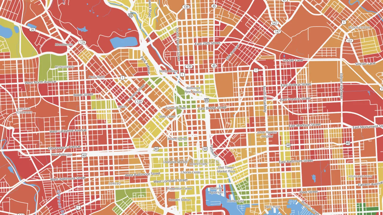 Mid-Town Belvedere, Baltimore, MD Map of Arson Rates
