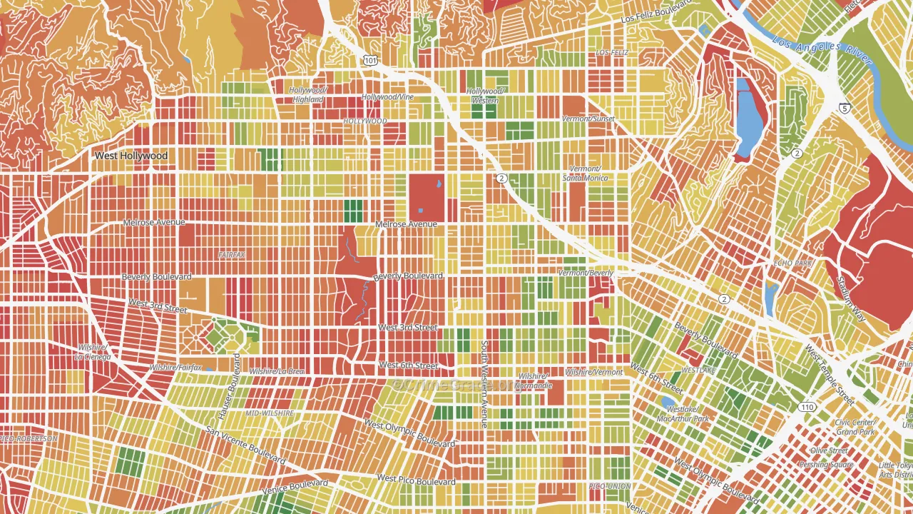 Mid Wilshire, Los Angeles, CA Map of Arson Rates