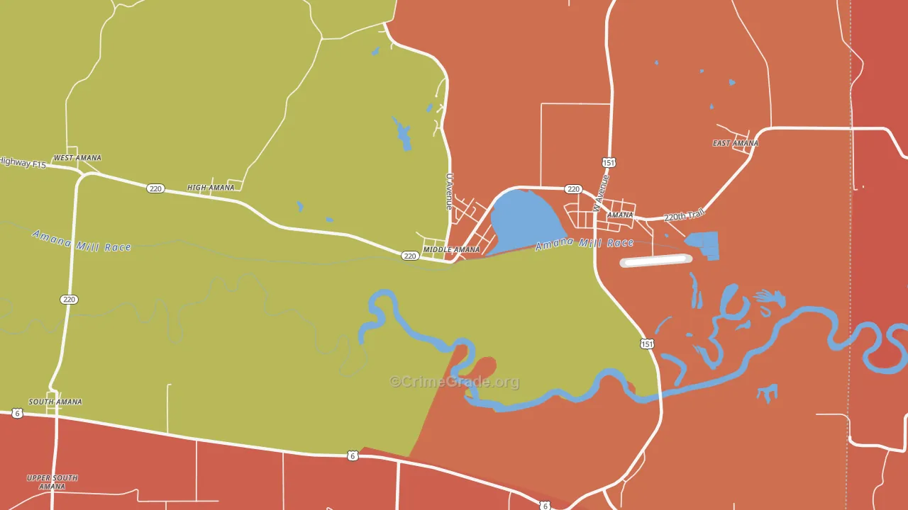Middle Amana, IA Map of Arson Rates