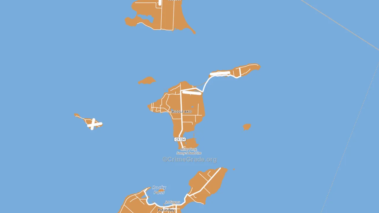 Middle Bass, OH Map of Arson Rates