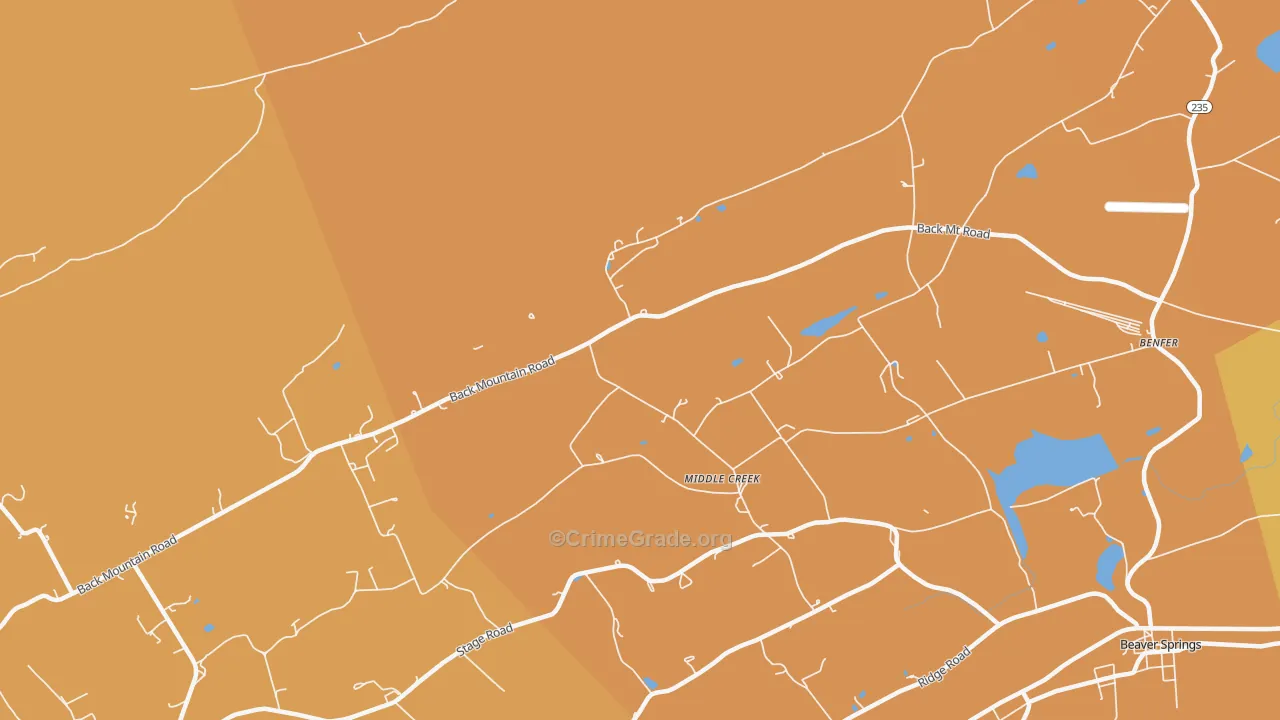 Middle Creek, PA Map of Arson Rates