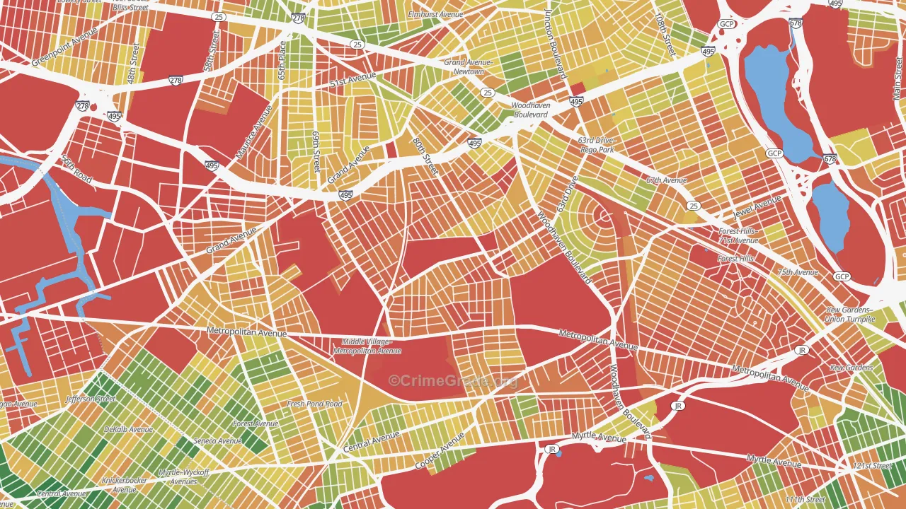 Middle Village, Queens, NY Map of Arson Rates