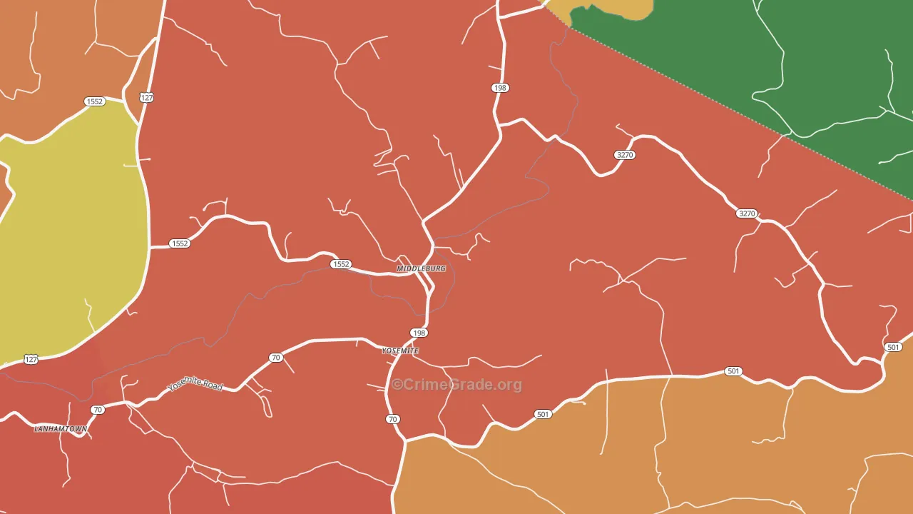 Middleburg, KY Map of Arson Rates