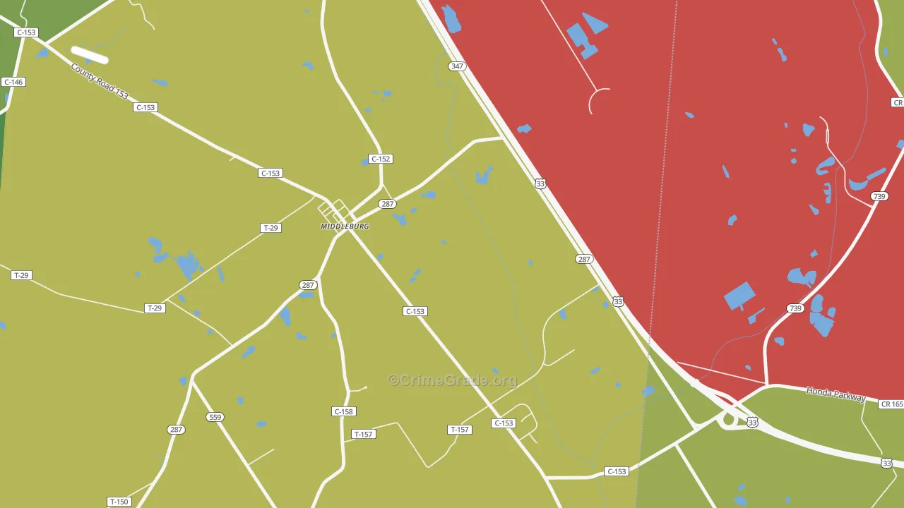 Middleburg, OH Map of Arson Rates