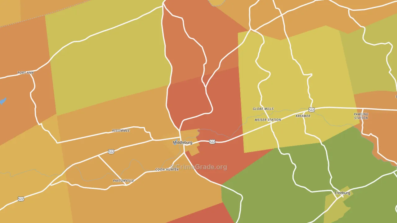 Middleburg, PA Map of Arson Rates