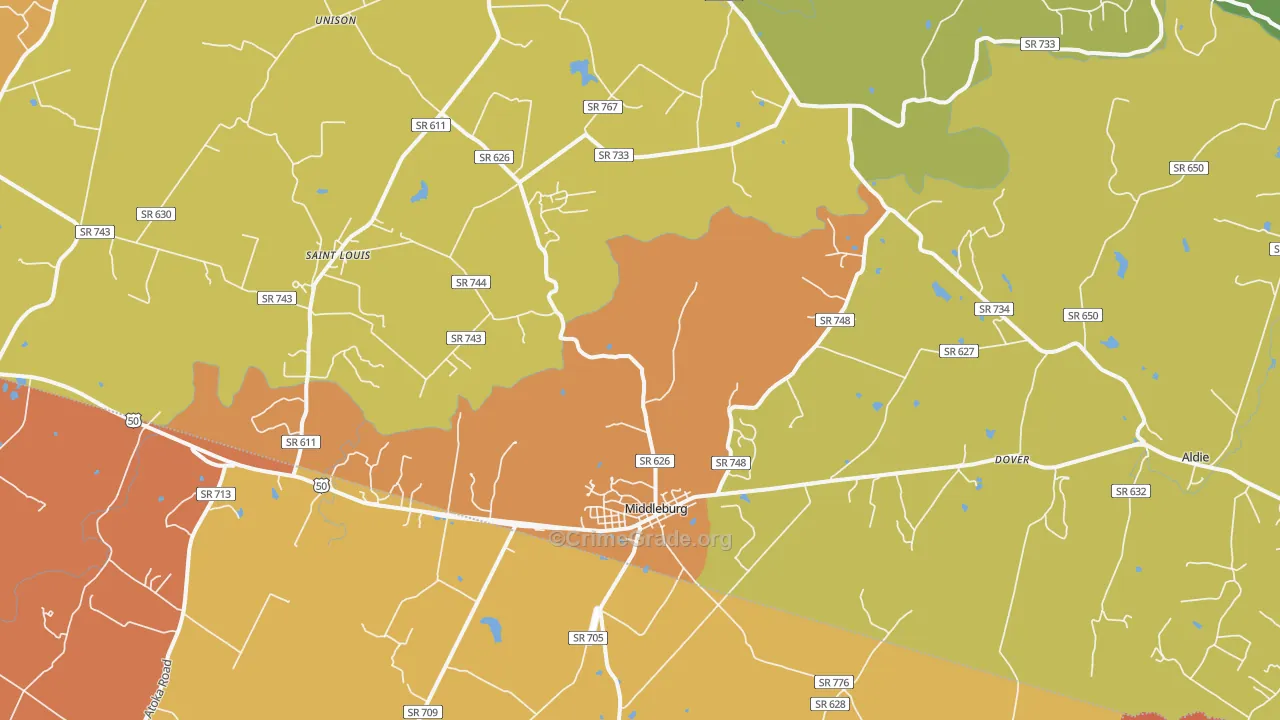 Middleburg, VA Map of Arson Rates
