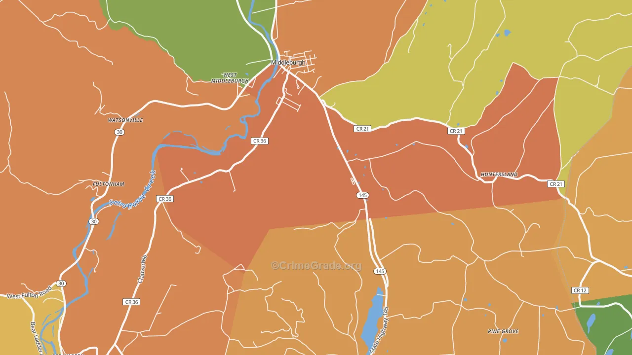Middleburgh, NY Map of Arson Rates